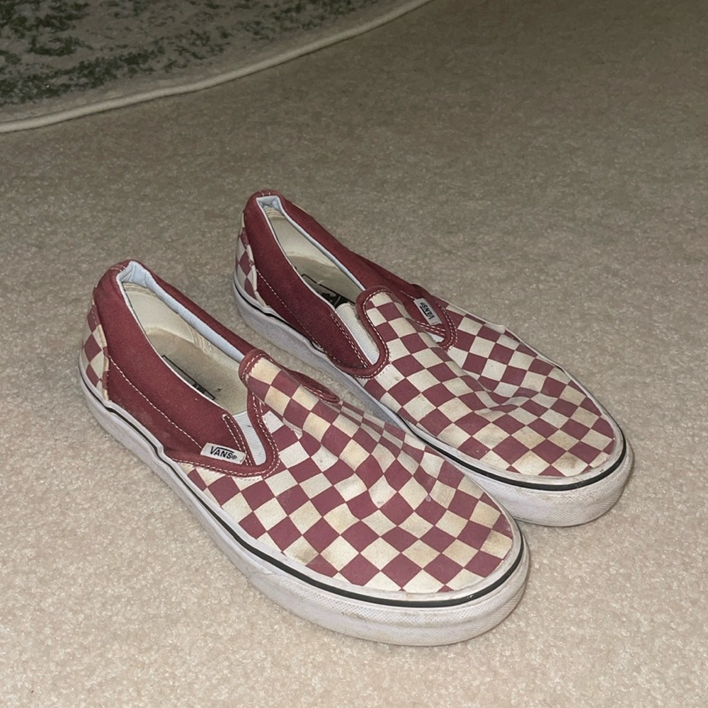 Vans maroon checkered